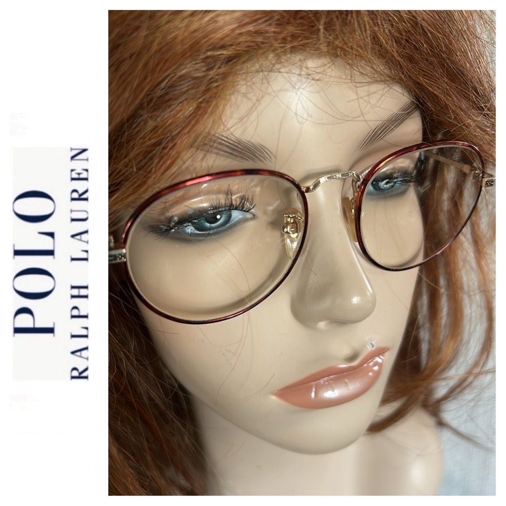 Vintage Polo Ralph Lauren Classic Vi Gold Tortoise Shell Round Frame Glasses